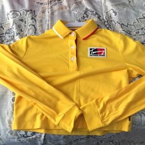 NWT Tommy Hilfiger (Tommy Jean) Yellow Cropped Rugby Polo